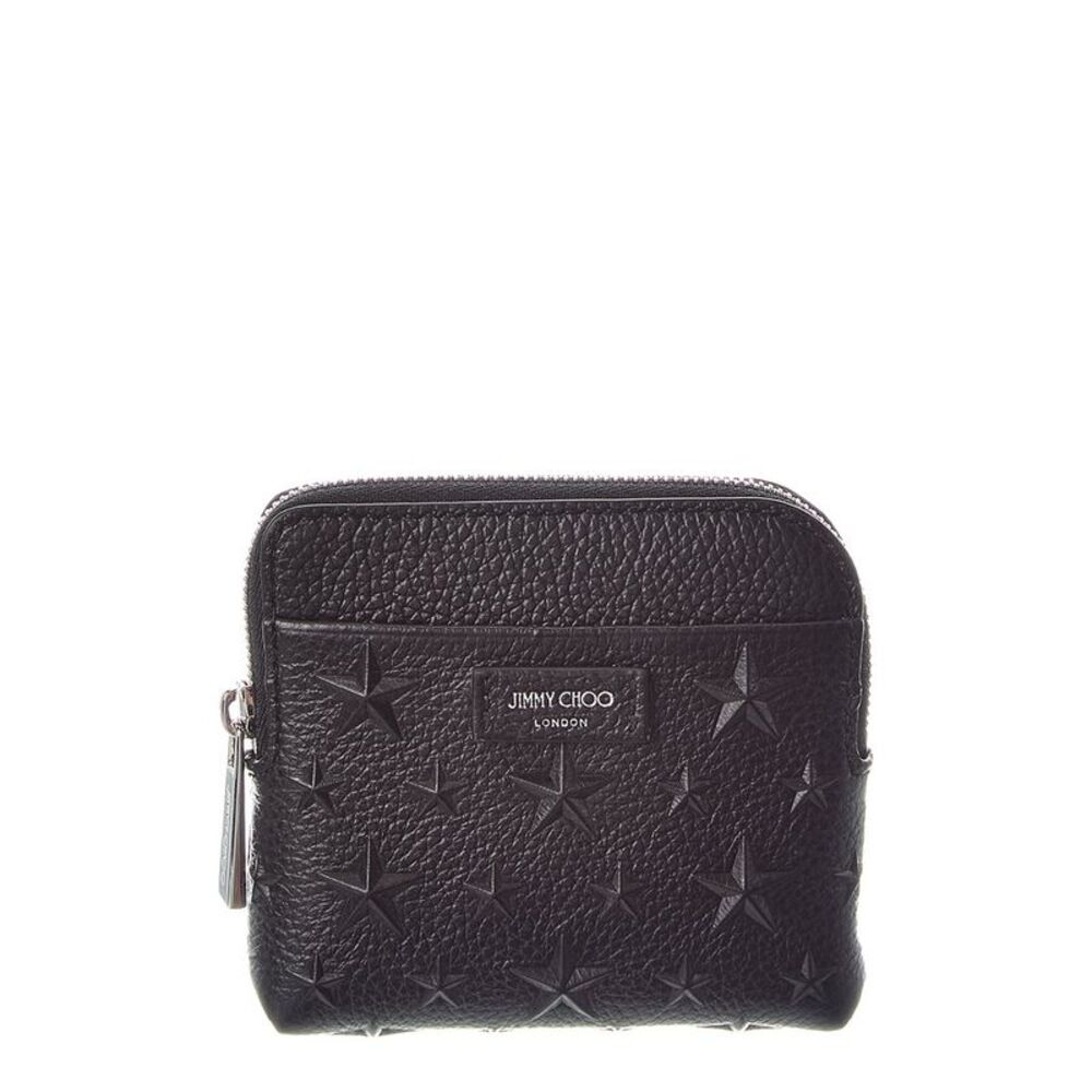 Jimmy Choo Compact Zip Leather Card Case, Black